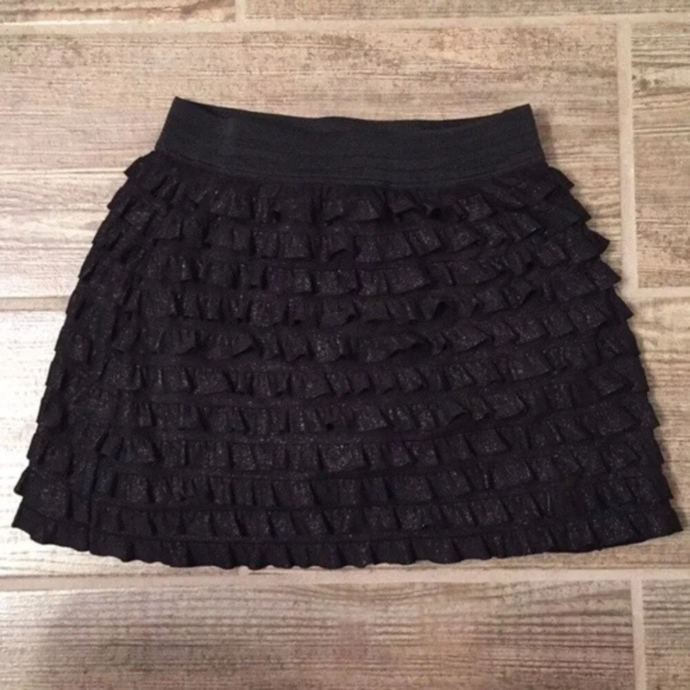 Justice black‎ mini ruffle sparkly skort skirt sz 8